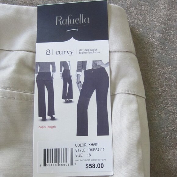 NWT RAFAELLA Classic Curvy Women's Capri Pants Size 8 Khaki --- - Picture 7 of 11